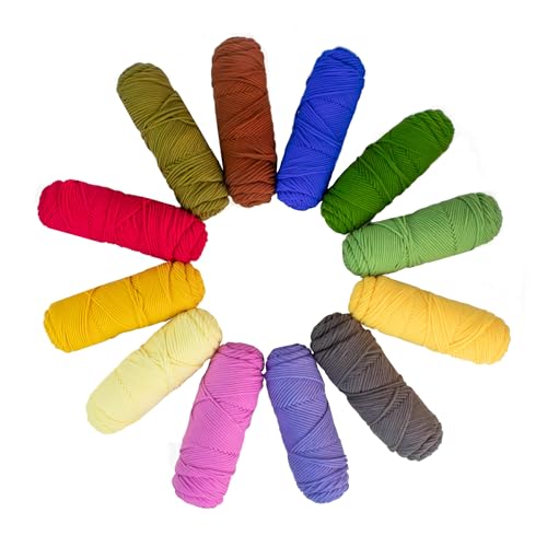 NeedleNest Tufting-Garn-Set, 12 Rollen x 100 g, 8-lagiges Acryl-Teppichgarn zum Tuften, perfektes Schnitt- und Schlaufengarn-Set für Anfänger, Erwachsene, Kinder von NEEDLENEST