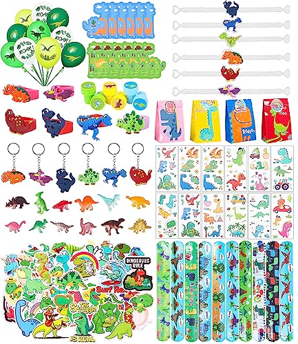 NEFLSI 134pcs Mitgebsel Kindergeburtstag Kleine Geschenke Gastgeschenke Kleine Mitgebsel Kindergeburtstag Spielzeugset Dino Sticker Schlüsselanhänger Aufkleber Dinosaurier Dino Party Mitgebsel Kinder von NEFLSI