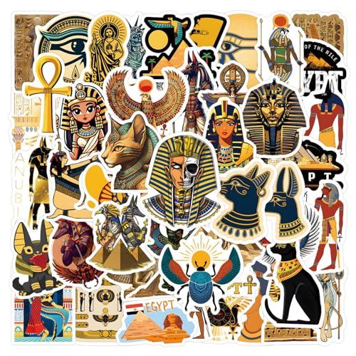 60 Stück Ägypten Aufkleber, Civilization Pyramide Sphinx Pharao Wasserfeste Vinyl Graffiti Decal für Laptop Skateboard Gepäck, Teens und Adults von NEITWAY