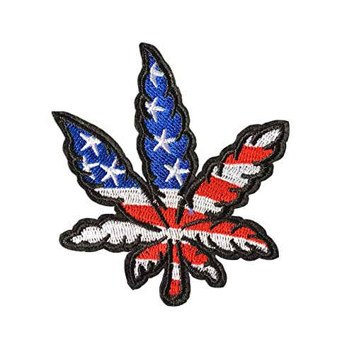 2 Stk USA Cannabisblatt Stickerei Applikation Patches, Hand DIY Zubehör Aufnäher, Zum Aufnähen Patches, Coole Aufnäher für Dekor T-Shirt, Rucksack, Jeans, Jacke, Mütze, Schuhe von NEKOMARUKE