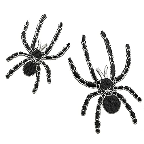 2 Stück Spinne Applikation Stickerei Aufnäher Set, Flicken zum Aufbügeln, Gestickte Flicken Aufnäher, Coole Patches für Männer, Frauen, Jungen, Mädchen, Kinder von NEKOMARUKE