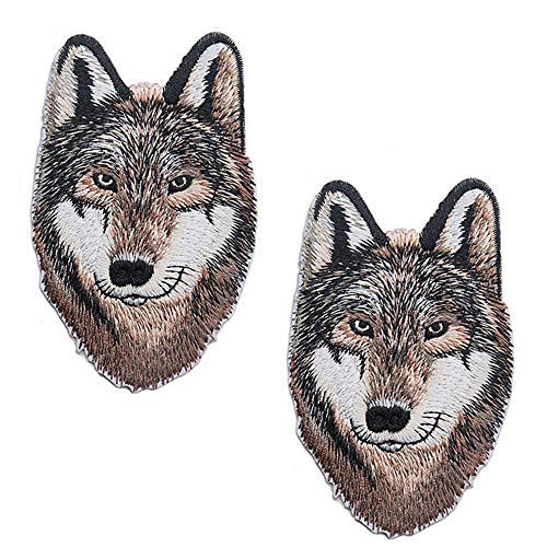 2 Stück Wolf Applikation Stickerei Aufnäher Set, Flicken zum Aufbügeln, Gestickte Flicken Aufnäher, Coole Patches für Männer, Frauen, Jungen, Mädchen, Kinder von NEKOMARUKE