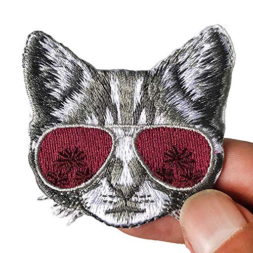 2 Stück süße Katze Haustier Stickerei Applikation Patches, Hand DIY Zubehör Aufnäher, Zum Aufnähen Patches, Coole Aufnäher für Dekor T-Shirt, Rucksack, Jeans, Jacke, Mütze, Schuhe von NEKOMARUKE