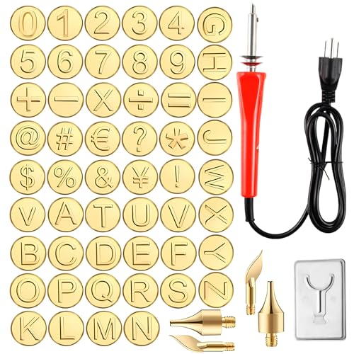 Holzbrennspitzen-Set, 26 Buchstaben, Holzbrennspitzen-Set, DIY-Präge-, Schnitzkopf-Werkzeuge, Kupfer-Buchstaben, Zahlen, Lötkolben-Schablonen, Holzbrenn-Set für DIY-Prägen und Schnitzen, Handwerk, von NEMTMCUA