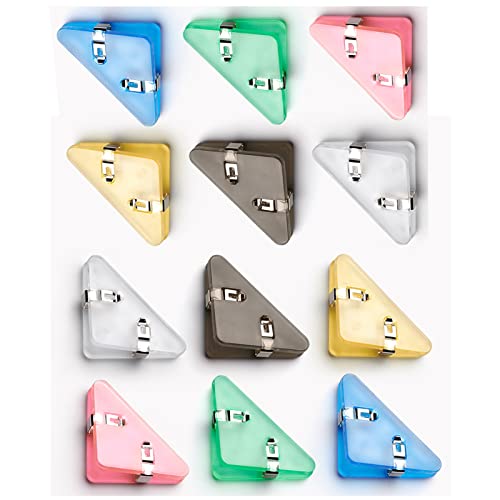 NENGGE PET Farbe Dreieck Buch Papier Ecke Clip Binder Clips 12 Teile/Satz für Schreibtisch Lagerung Regal Büro Desktop-Organizer Organisation Papier Eckenschutz Clips Dreieckige Büroklammern von NENGGE