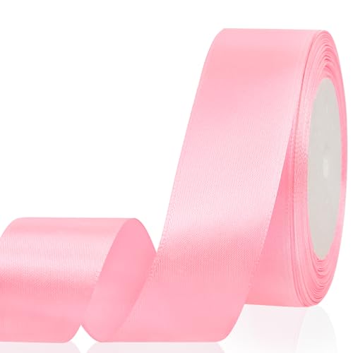 Pinkes Satinband, 3,8 cm, 22 m, rosa Stoffband für Geschenkverpackungen, Basteln, Blumenstrauß, Schleifen, Luftballons, Hochzeit, Geburtstagsfeier, Babyparty-Dekoration von NEOACT