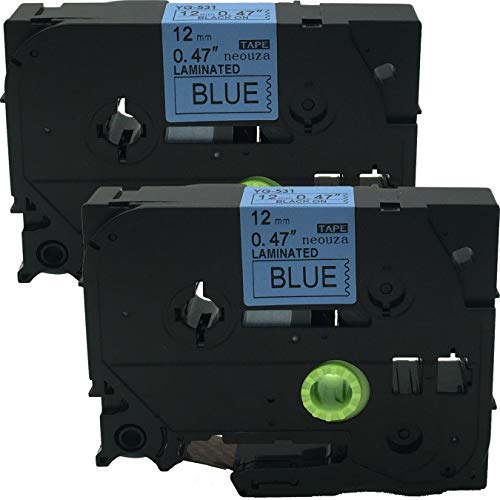 2PK Black on Blue Label Tape Compatible for Brother TZ 531 TZe 531 12mm P-Touch 8m by NEOUZA von NEOUZA