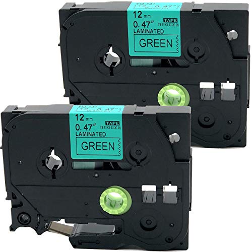 2PK Black on Green Label Tape Compatible for Brother TZ TZe 731 TZ-731 TZe-731 12mm P-Touch 8m 0.47 x 26.2 by NEOUZA von NEOUZA