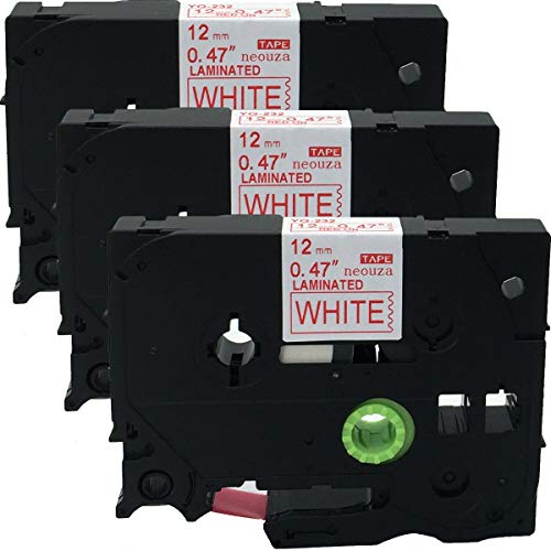 neouza 3pk kompatibel für Brother P-Touch laminiert TZe TZ Label Tape Cartridge, 12 mm x 8 m TZe-232 Red on White von NEOUZA