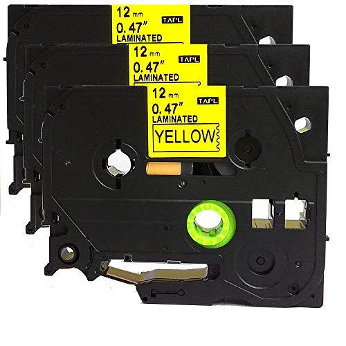 neouza 3pk kompatibel für Brother P-Touch laminiert TZe TZ Label Tape Cartridge, 12 mm x 8 m TZe-631 Black on Yellow von NEOUZA