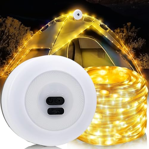 Camping Lichterkette Aufrollbar, Wasserdichte Tragbare LED Lichterkette 10m, Usb Wiederaufladbare Campinglampe, Lichterketten Außenbereich Für Outdoor Camping Hof Dekor Lichterkette, Warmes Licht von NEOVSUNY