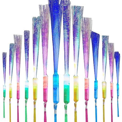 NERTOEE 24-Teilige LED-Lichtstäbe Aus Glasfaser, Blinkende Stäbe für Party, Hochzeit, Halloween, Weihnachten von NERTOEE