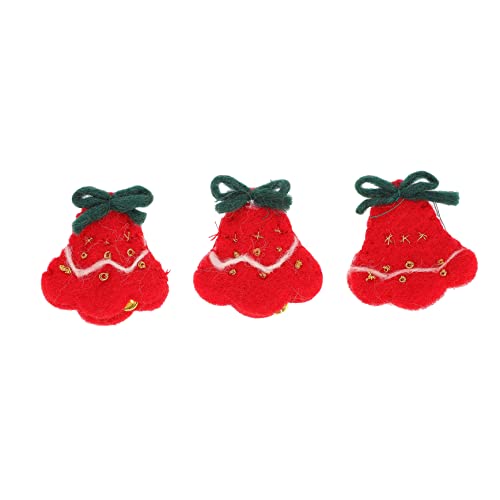 3st Glockenaufkleber Dschungel Dekorationen Hausgemachte Ornamente Weihnachtsbaum Dekor Kopfbedeckung Patch Christbaumschmuck Weihnachts-scrapbooking-zubehör Wollfilz Rot NESTINGHO von NESTINGHO