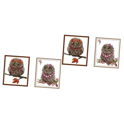 4 Sätze Eule malen Kreuzstichversorgung Eule Kreuz kinder sticken stickmuster stickerset bastelsachen wanddekoration selber machen Stickmaterial selber machen Ökologische Baumwolle NESTINGHO von NESTINGHO