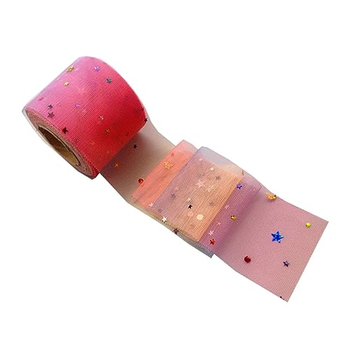 Gazeband pailletten sequin Geschenkdekoration wunderschönen graceling regenbogenband Tüllstoff nähen Hochzeitsdekoration aus Tüll Glitzerband Tüll-Hintergrund Tüll Spule Rosy NESTINGHO von NESTINGHO