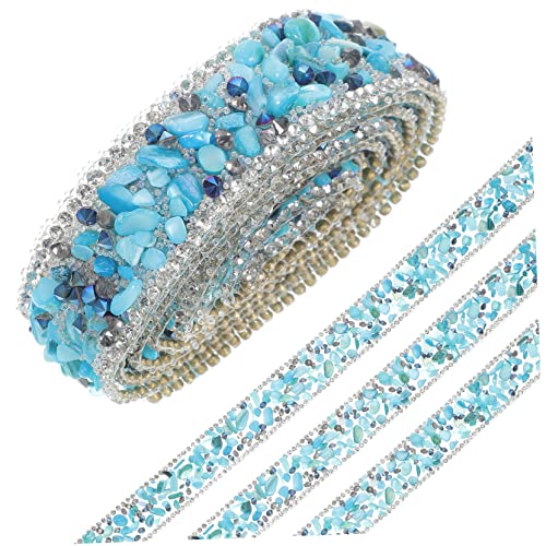 NESTINGHO 1 Rolle Kies Strass Streifen Schleife Bling Rac Strass-mesh Stoffband Mit Paillettenbesatz Spitze Band Zum Verpacken Sackleinen Paillettenband Dekoration Perlen Strasssteine Blue von NESTINGHO