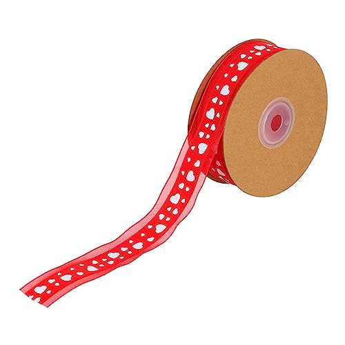 NESTINGHO 1 Rolle Liebe Schneegazeband Weihnachtsband Rotes Herzband Valentinstag Geschenkverpackungsband Wickelband Diy Bastelband Geschenkband Festivalband Liebesband Polyester von NESTINGHO