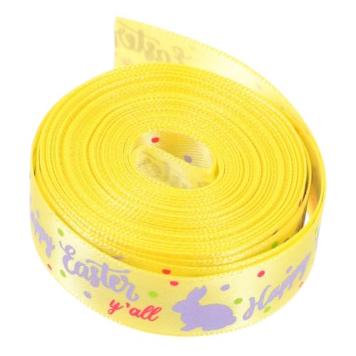 NESTINGHO 1 Rolle Osterband ribbon schienbeinschoner tape präsentbox 0stergeschenke ostern easter Geschenkbänder zu Ostern Ostern-Bastelband Osterdekorationsband Polyester Yellow von NESTINGHO