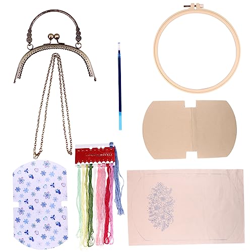 NESTINGHO 1 Satz DIY-Material-Kit Stickbeutel-Set Kreuzstich-Starter-Kit Ring-Kit repair kit sticken für anfänger handgefertigte Accessoires Werkzeuge für Schulterhandtaschen Stoff Beige von NESTINGHO