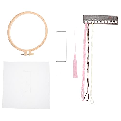 NESTINGHO 1 Satz Lesezeichen Handstickerei Stickrahmen Nadel- Und Fadenset Lesezeichen Kreuzstich-materialien Kreuzstichpackungen Stickset Für Erwachsene Stickerei-stoff Diy Rosa Organza von NESTINGHO