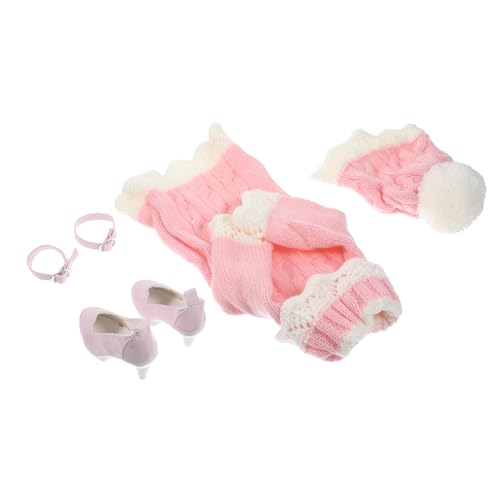 NESTINGHO 1 Satz Pullover-Set Für Spielzeugpuppen Für Mädchen Minipuppenkostüm E-mädchen-Kleidung Puppe Verkleiden Sich Kleidung Puppenpullover Kleid Mädchen-Outfits Mädchen Anzug Rosa Acryl von NESTINGHO