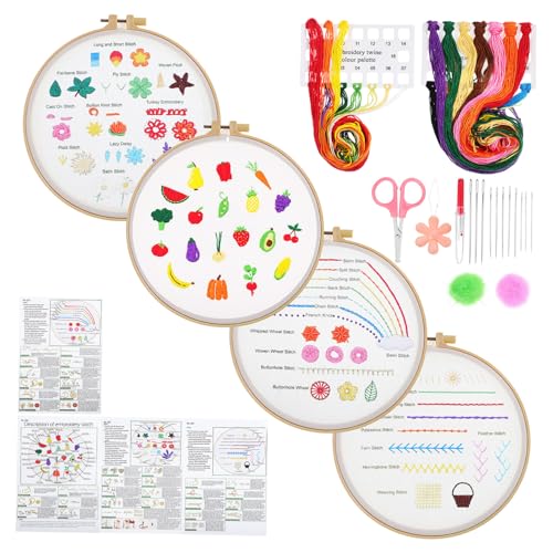 NESTINGHO 1 Satz Stickerei-Anfänger-Kit embroidery thread kit stickgarn set embroidery fabric embroidery needle Bausatz einfaches Stickset Handstickset Stickmaterial-Set Stretch-Bambusimitat von NESTINGHO