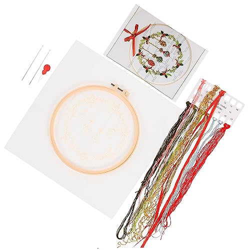 NESTINGHO 1 Satz Weihnachtskreuzstich Stickrahmen-starter-kit Dekoration Für Weihnachtsfeiern Stickgarn Stickerei-malset Weihnachts-stickset Stickset Für Anfänger Häkelsets Baumwollkleidung von NESTINGHO