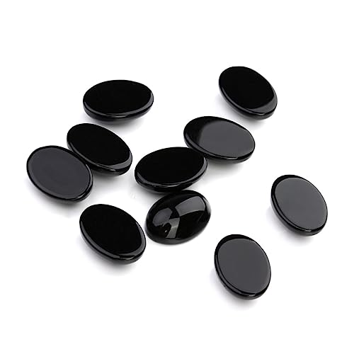 NESTINGHO 10 Stk ovale Steincabochons Erdfarbene Edelsteine Cabochon mit Steinaufnäher verstreute Perlen schmucksteine gems Achat-Edelstein-Patch Zeitsteinzubehör zum Selbermachen Black von NESTINGHO