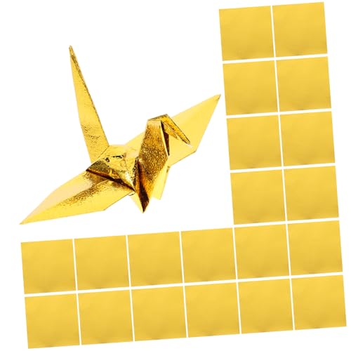 NESTINGHO 100 Blatt Einseitiges Perlmuttartiges Origami Geschenkpapier Kraftpapier Quadratisches Origami Papier Faltpapier DIY Faltung Bastelpapier Goldenes Origami Papier von NESTINGHO