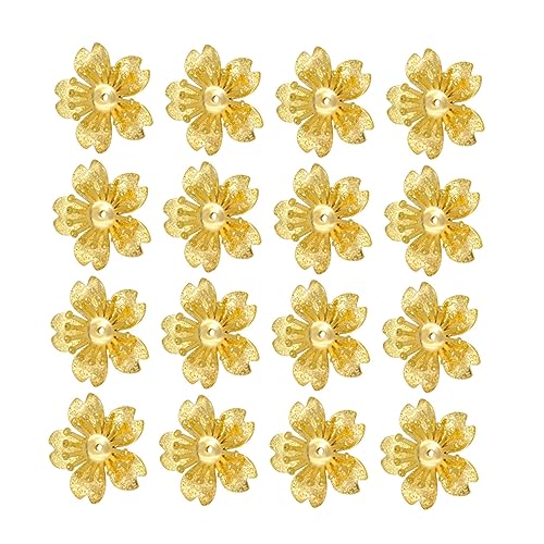 NESTINGHO 100 Stk Material für DIY-Anhänger haarband hair-band Geschenkidee brooch Zubehör für Blumenanhänger blumige lose Perlen Spacer-Blumen-Charme Zubehör für Kopfbedeckungen Golden von NESTINGHO