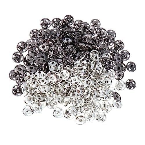 NESTINGHO 100 Stück 10 Mm Schwarze Und Silberne Metallschnalle Unsichtbarer Knopf Bastelwerkzeuge DIY Lederhandwerk Nieten Ersatz Für Bettwäsche von NESTINGHO