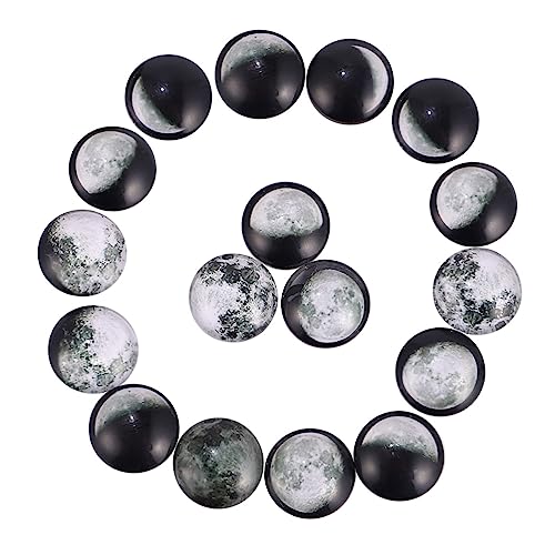 NESTINGHO 100 Stück Mondzeit Edelstein Glas Patch Runde Mosaikfliesen Mond Cabochons Steine Kuppel Cabochons Mondperlen Mond Anhänger Cabochons Flache Rückseite Böser Blick von NESTINGHO