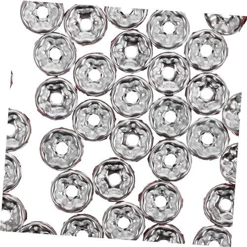 NESTINGHO 100St Raddistanzwulst quadratische Perlen Strass-Abstandsperlen Strassperlen beads for bracelets beads for jewellery DIY Perlen aus Legierung Perlen zum Basteln Strasssteine Rosa von NESTINGHO