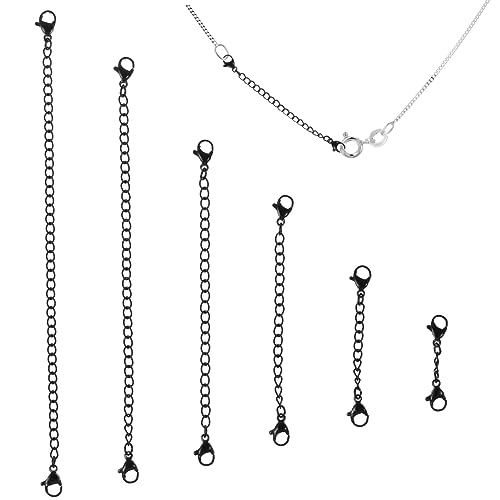 NESTINGHO 12 Stk Kette mit Verschlussschnallen aufbewahrung für schmuck schmuck-aufbewahrung Kettenverlängerungen für Halsketten Fußkettenverlängerungen fußkettchen charms anhänger Black von NESTINGHO