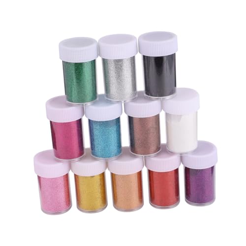 NESTINGHO 12St -Glitter-Pulver Flasche Glitter-Perlen-Pulver Glitzerpuder für Nägel Nagelpigment Pailletten nail pigment powder nail glitter glitzer nagellack Glitzerpulver Nagelpuder von NESTINGHO