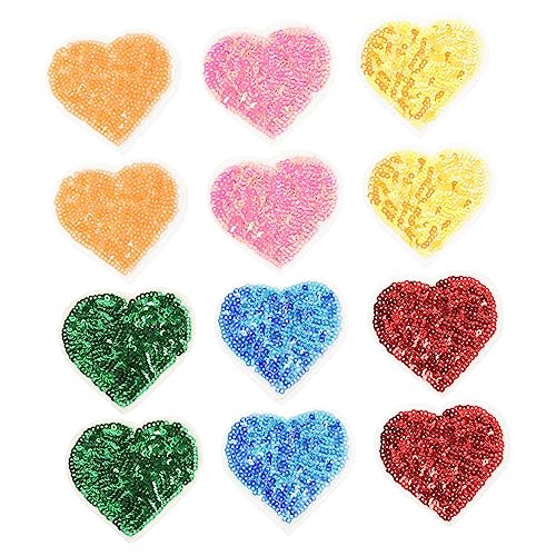 NESTINGHO 12St paillettenbestickter Stoffaufnäher bestickte Mini-Herz-Patches Paillettenaufnäher Kleidung Löcher Patches sequin schneidewerkzeug DIY-Pailletten-Patch Herz Patch Polyester von NESTINGHO