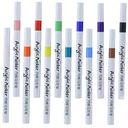 NESTINGHO 12st Acrylmarker Farbige Malmarker Praktische Malmarkierungsstifte Schnell Trocknende Marker Graffiti-farbmarkierungen Marker Für Felsmalereien Farbige Malstifte Farbstifte Plastik von NESTINGHO