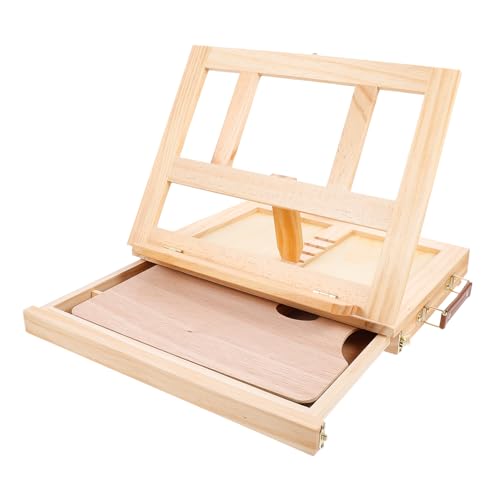 NESTINGHO 1pc Desktop Staffelei Mit Schublade Holz Staffelei Faltbarer Malständer Tragbarer Displayhalter Display Rack Für (holzfarbe) von NESTINGHO