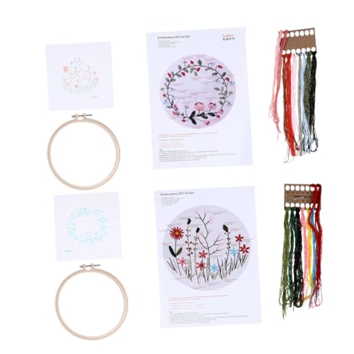 NESTINGHO 2 Sätze Stickerei-Basis-Kit diy kits embroidery kit embroidery set Stoffstickerei-Kit Starter-Kit für Handstickerei Armband-Sets Bastelwerkzeug für Kinder Punch-Stickerei-Kit von NESTINGHO