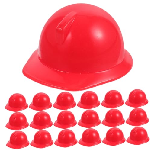 NESTINGHO 20 Stk Spielzeughelm Puppenhut Miniaturpuppen-Bauhut Schutzhelme für Minipuppen Puppenkleidung Accessoires Puppenhüte Mini-Puppen-Hut Plastikpuppen-Konstruktionshut Abs rot von NESTINGHO