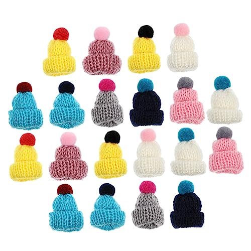 NESTINGHO 20St Mini-Hut austauschbare kleine Hüte Puppenhüte aus Wollgarn schöne Puppenhüte Fingerhüte Mini strickmützen Miniaturmützen dekorative Miniaturhüte dekorative Bastelhüte Stricken von NESTINGHO