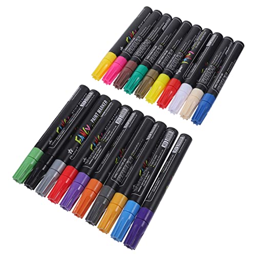 NESTINGHO 20St Schnell trocknender Lackstift Marker für Leinwandfarbe Metallic-Farbmarker Acrylfarben-Marker bauschige Stifte Farbmarkierungsstifte Farbstift Acrylstifte Aluminiumstange von NESTINGHO