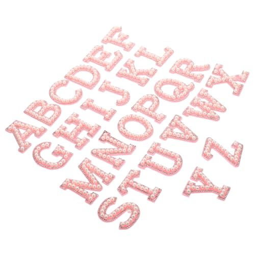 NESTINGHO 26St Selbstklebende Perlensticker Kleidung Patch Dekor Stickereiflecken für Kinder buchstaben aufnäher buchstaben patches Alphabet-Patches gestickte Reparaturflicken Polyester Rosa von NESTINGHO