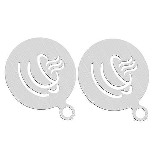 NESTINGHO 2St Kaffee-Latte-Form Kaffee-Schablone Cappuccino-Schablonen selber machen Zubehör kaffeeschablone kaffeestempel dekoration werkzeug Kaffeekunst-Vorlagen DIY-Kaffeevorlagen Silver von NESTINGHO