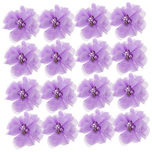 NESTINGHO 30 Stück Perlen Chiffon Chiffon Cluster Blumen Austauschbar Nähen Rüschenstoff Miniatur Dekoration Mini Zubehör Austauschbarer Stoff Lila Pp von NESTINGHO