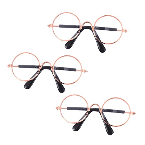 NESTINGHO 3St Mini-Brille Zubehör für Puppenkostüme Sonnenbrille rund Puppen Kleidung Puppen Klamotten schnapsgläser Sonnenbrillen für Katzen Mini-Sonnenbrille Eisenlegierung Transparent von NESTINGHO