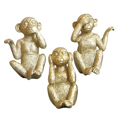 NESTINGHO 3St tierisches Pferdespielzeug Affenspielzeug Affenfigur Mann feng Lou kuscheltiere wohnzimmerdeko Spielzeuge Kinderspielzeug Tierfigur für Zuhause Fotografie-Requisite Harz Golden von NESTINGHO