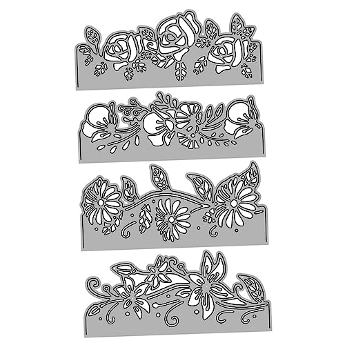 NESTINGHO 4 Stück Blumenspitze-ausstecherform Blumenstanzungen Bastelschablonen Aus Papier Stanzformen 3d-stanzschablone Blumenprägeschablone Prägeschablonen Kohlenstoffstahl Silver von NESTINGHO