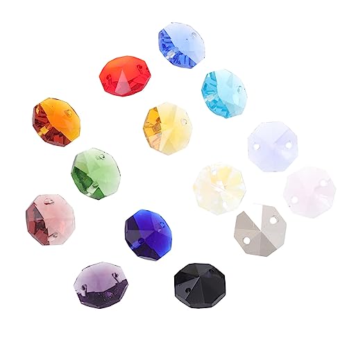 NESTINGHO 40st Achteckige Doppellochperlen Schmuck Abstandsperlen Edelstein Lose Perlen Girlandenstrang Edelsteinperle Briolette-perle Selber Machen Schmuck, Der Perlen Findet Glas Kristall von NESTINGHO