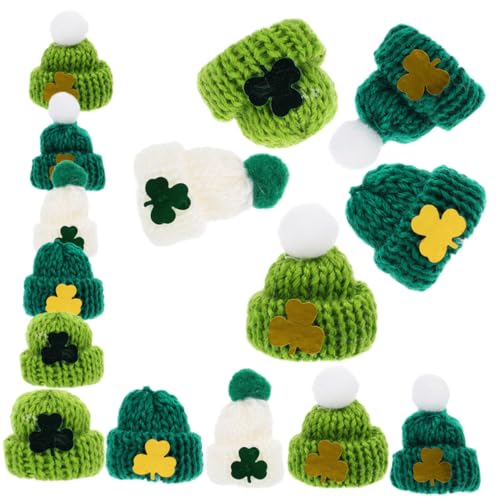 NESTINGHO 50 Stück Mini-Strickmütze mini strickmützen Wollmützen Dekoration DIY Schmuckzubehör Wollmützen für DIY Wollmützen-Set entzückende Puppenhüte Puppenmütze Mini-St.-Patrick-Hüte Garn von NESTINGHO